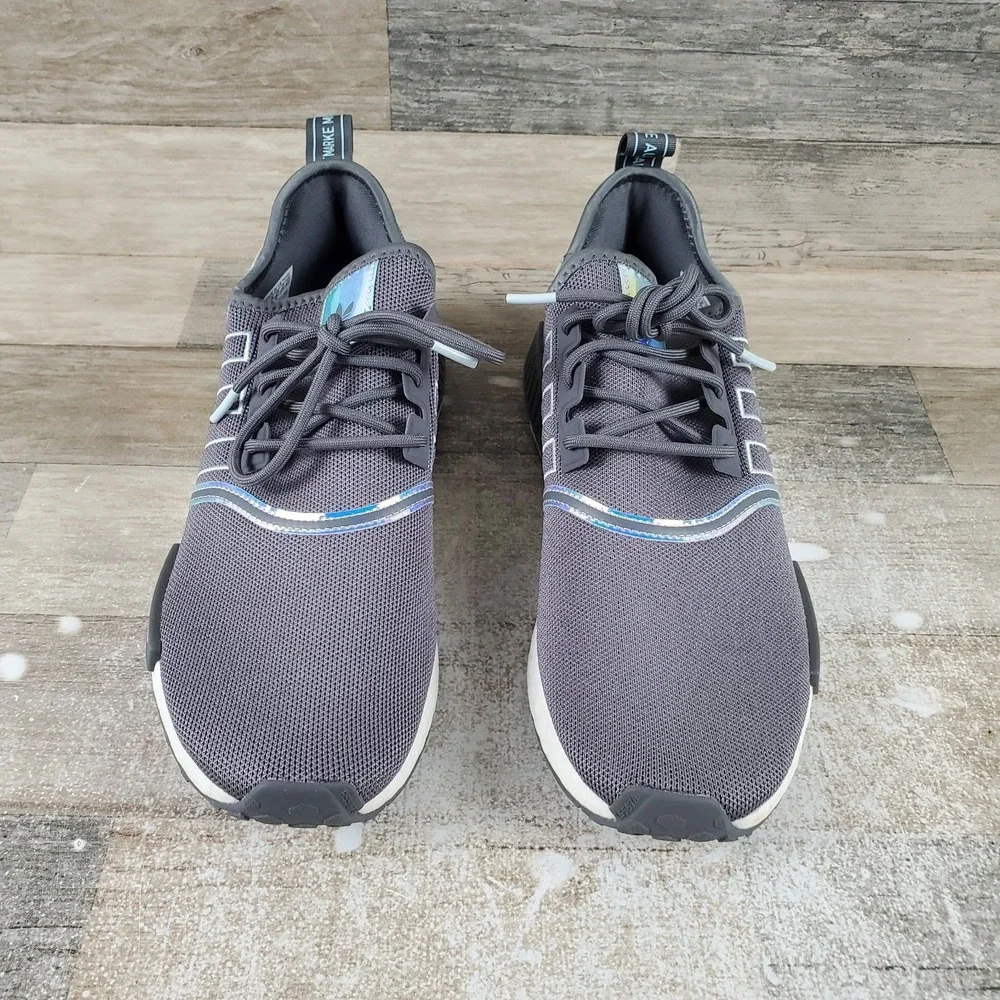 Adidas Originals NMD R1 Womens Shoes Sz 10.5 Running Lace-Up Gray White Sneakers